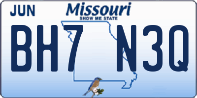 MO license plate BH7N3Q
