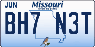 MO license plate BH7N3T