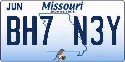 MO license plate BH7N3Y