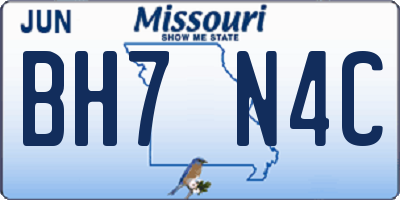 MO license plate BH7N4C