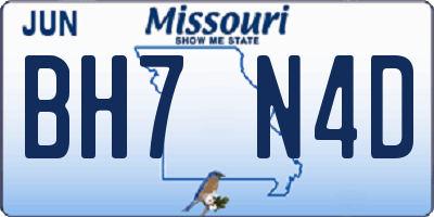 MO license plate BH7N4D