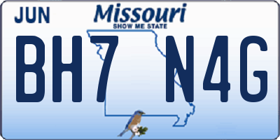 MO license plate BH7N4G