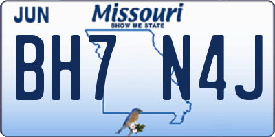 MO license plate BH7N4J