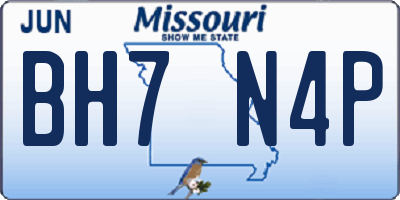 MO license plate BH7N4P