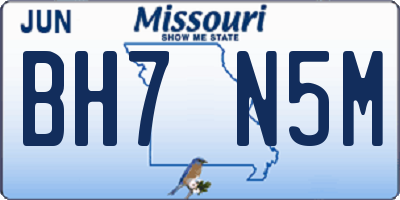 MO license plate BH7N5M
