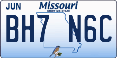 MO license plate BH7N6C