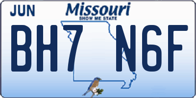 MO license plate BH7N6F