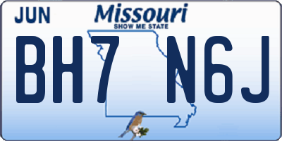 MO license plate BH7N6J
