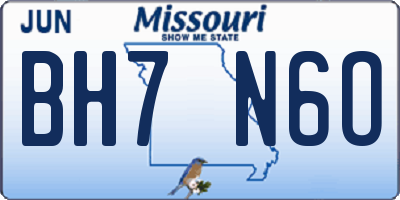 MO license plate BH7N6O