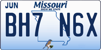 MO license plate BH7N6X