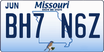 MO license plate BH7N6Z