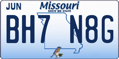MO license plate BH7N8G