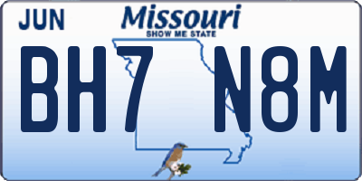 MO license plate BH7N8M