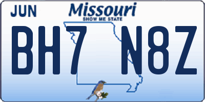 MO license plate BH7N8Z