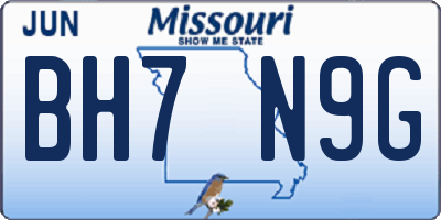MO license plate BH7N9G