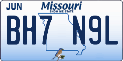 MO license plate BH7N9L
