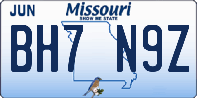MO license plate BH7N9Z