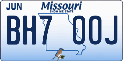 MO license plate BH7O0J