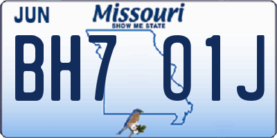 MO license plate BH7O1J