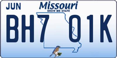 MO license plate BH7O1K