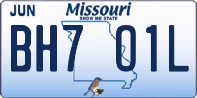 MO license plate BH7O1L