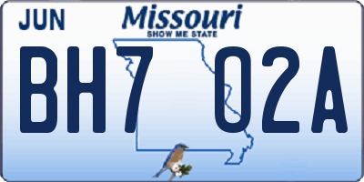 MO license plate BH7O2A