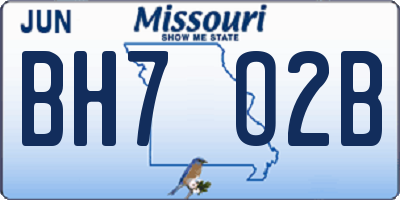 MO license plate BH7O2B