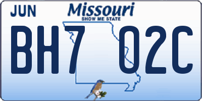 MO license plate BH7O2C