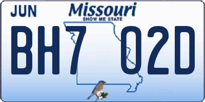 MO license plate BH7O2D