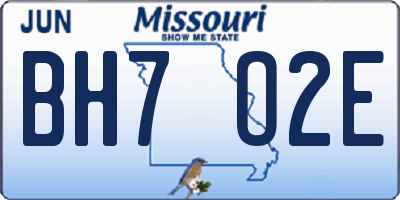 MO license plate BH7O2E