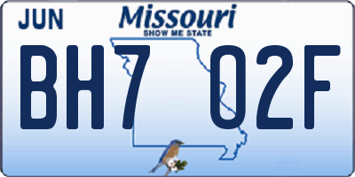 MO license plate BH7O2F