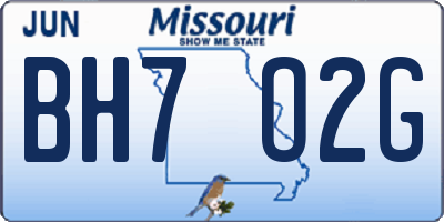 MO license plate BH7O2G