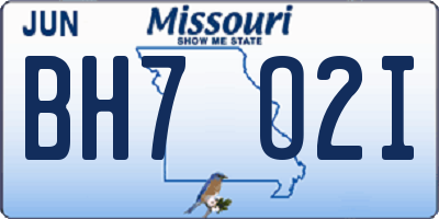 MO license plate BH7O2I