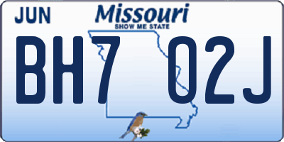 MO license plate BH7O2J