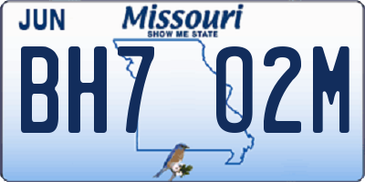 MO license plate BH7O2M