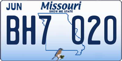 MO license plate BH7O2O