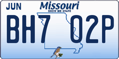 MO license plate BH7O2P