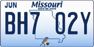 MO license plate BH7O2Y