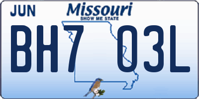 MO license plate BH7O3L