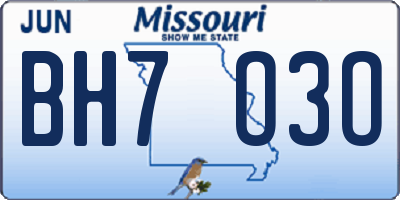 MO license plate BH7O3O