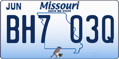 MO license plate BH7O3Q