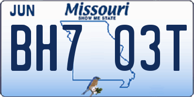 MO license plate BH7O3T