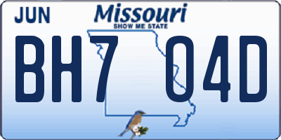 MO license plate BH7O4D