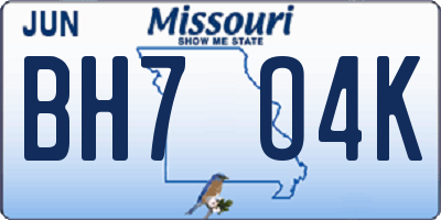 MO license plate BH7O4K