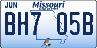 MO license plate BH7O5B