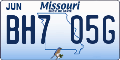 MO license plate BH7O5G