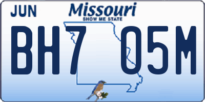 MO license plate BH7O5M