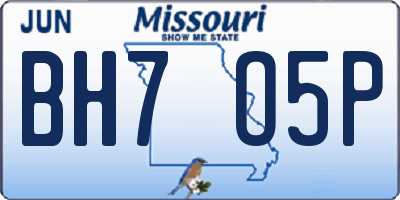 MO license plate BH7O5P