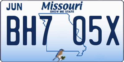 MO license plate BH7O5X