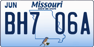 MO license plate BH7O6A